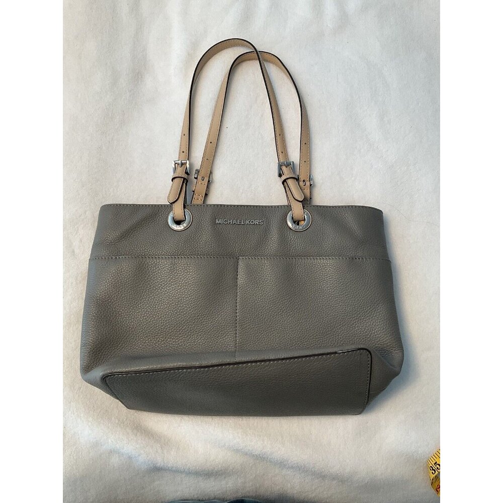 Michael Kors Women's Bedford Shoulder Tote Handbag Pebbled Leather Gray